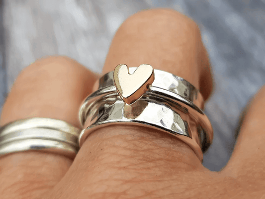 Isabel - Anello d'Argento con Cuore Dorato