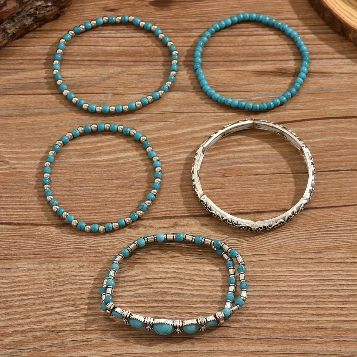 Verónica - Set di Braccialetti con Perline Turchesi