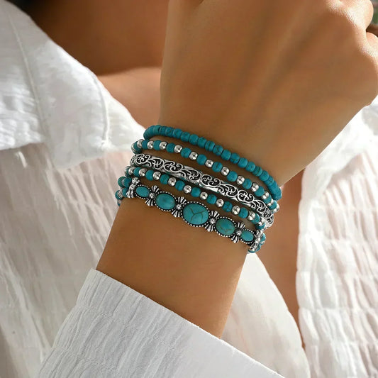 Verónica - Set di Braccialetti con Perline Turchesi