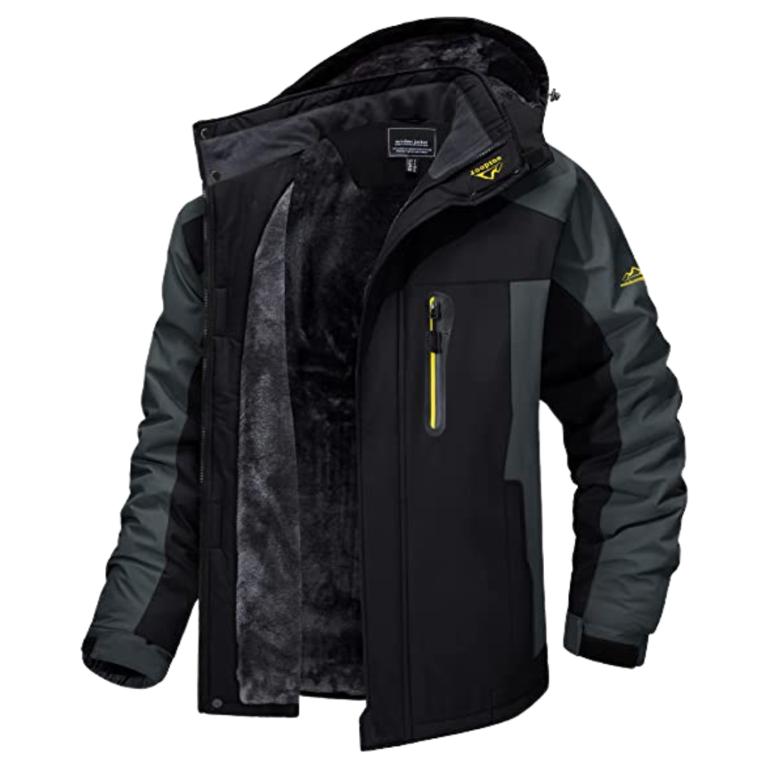 Iván | Giacca softshell impermeabile da uomo con fodera in pile e cappuccio