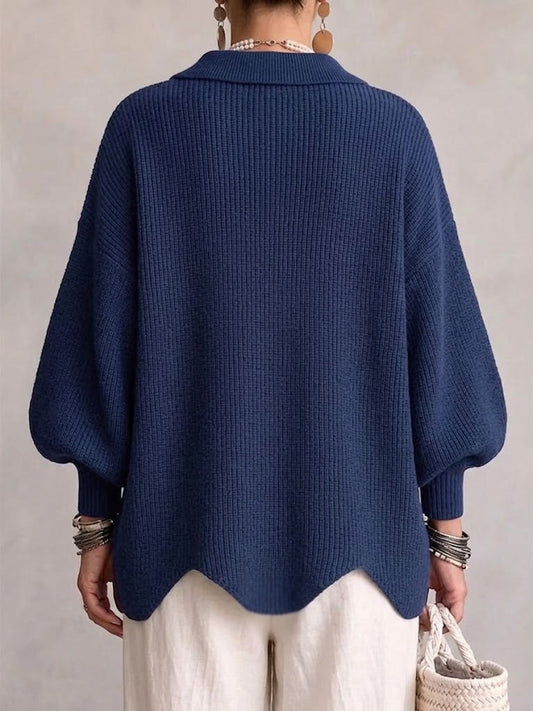 Arianna - Cardigan Oversize con Collo e Grandi Bottoni Metallici