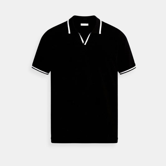 Giorgio - Polo in Maglia a Maniche Corte con Collo Aperto
