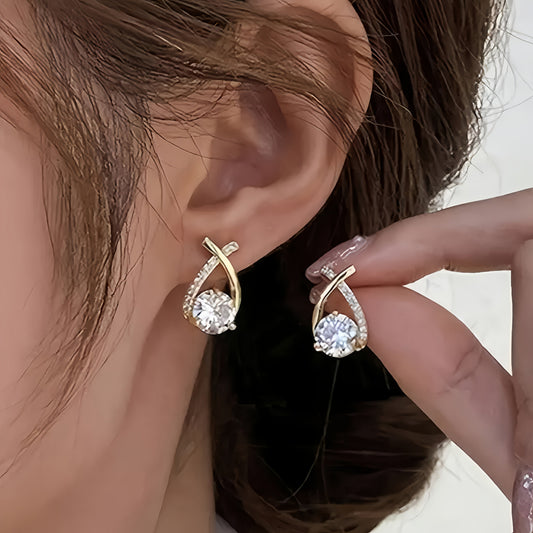 Soledad - Orecchini con Croce Dorata e Zirconia Cubica