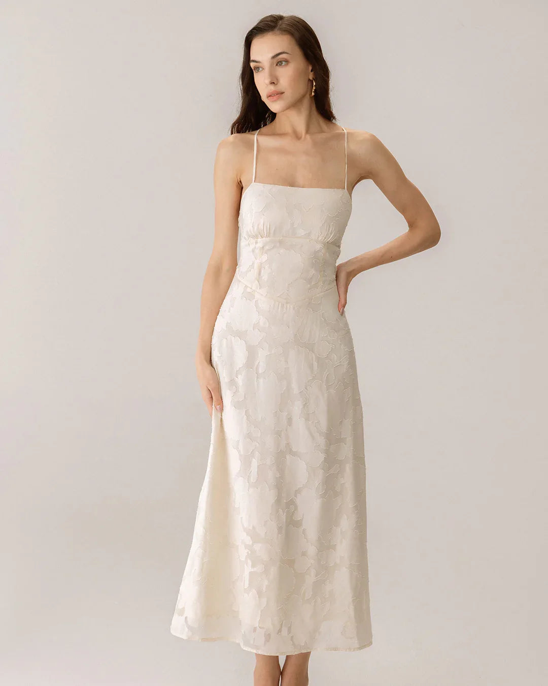 Aitana - Vestito lungo con stampa floreale a forma di croce