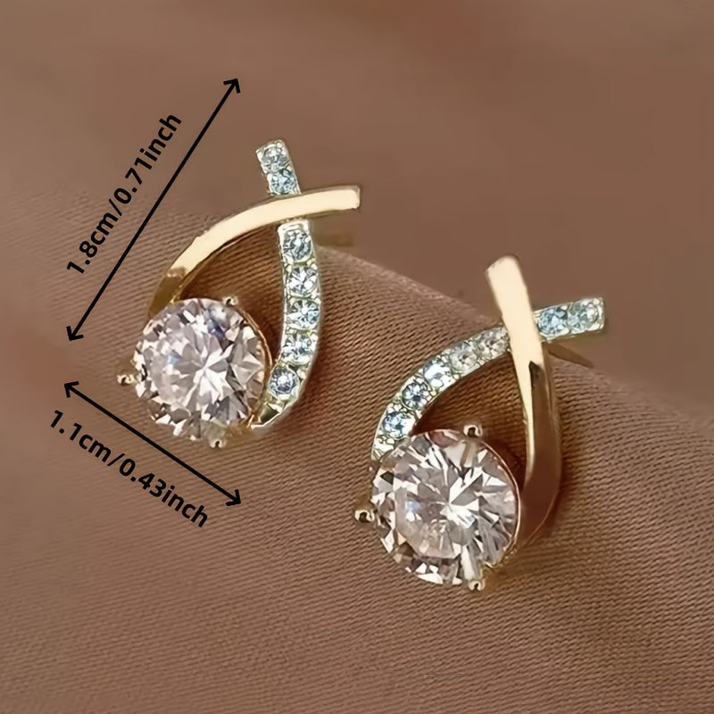 Soledad - Orecchini con Croce Dorata e Zirconia Cubica
