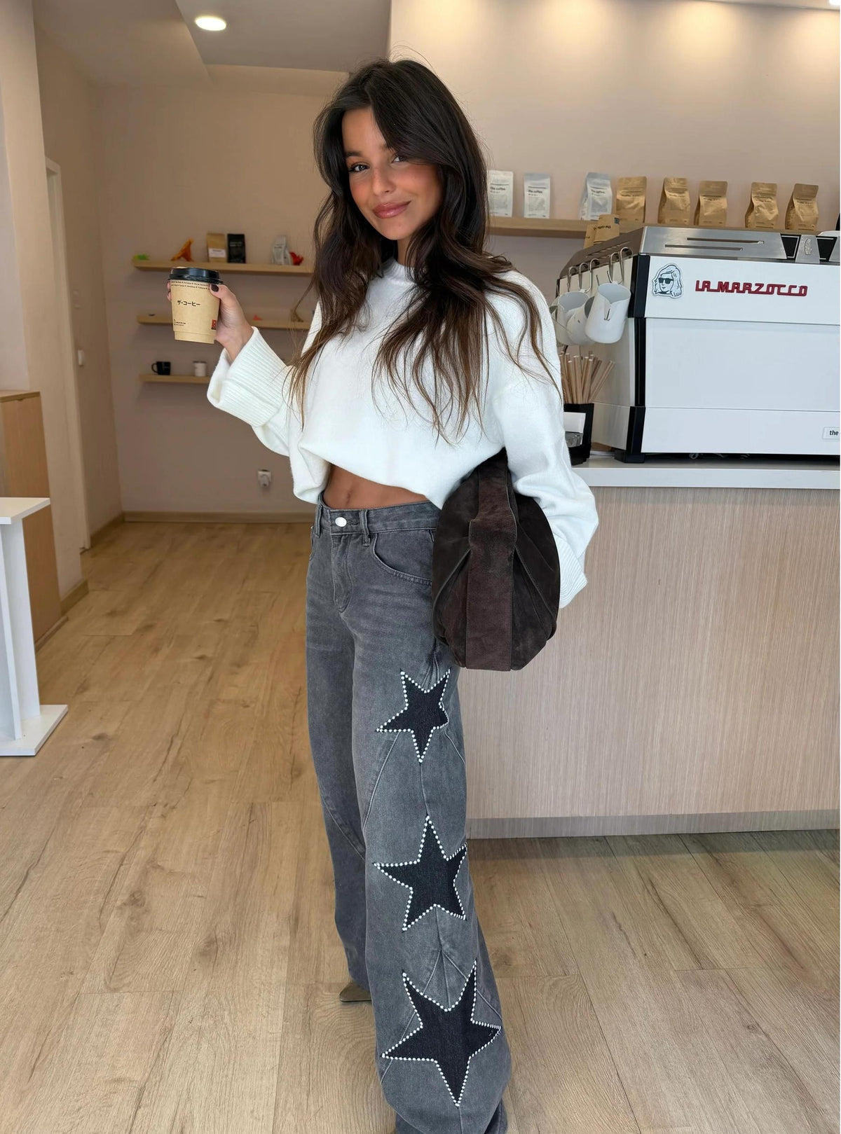 Jeans dritti con stelle Casual Star