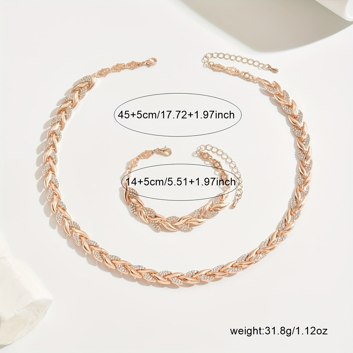 Berta - Set di Gioielli a Spiga con Cristalli