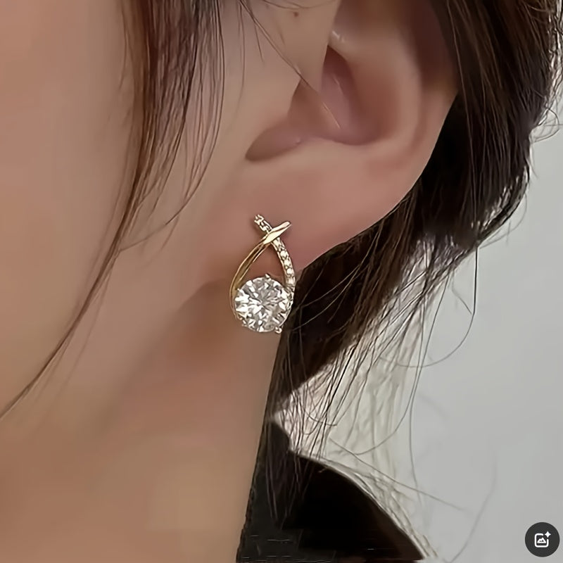 Soledad - Orecchini con Croce Dorata e Zirconia Cubica