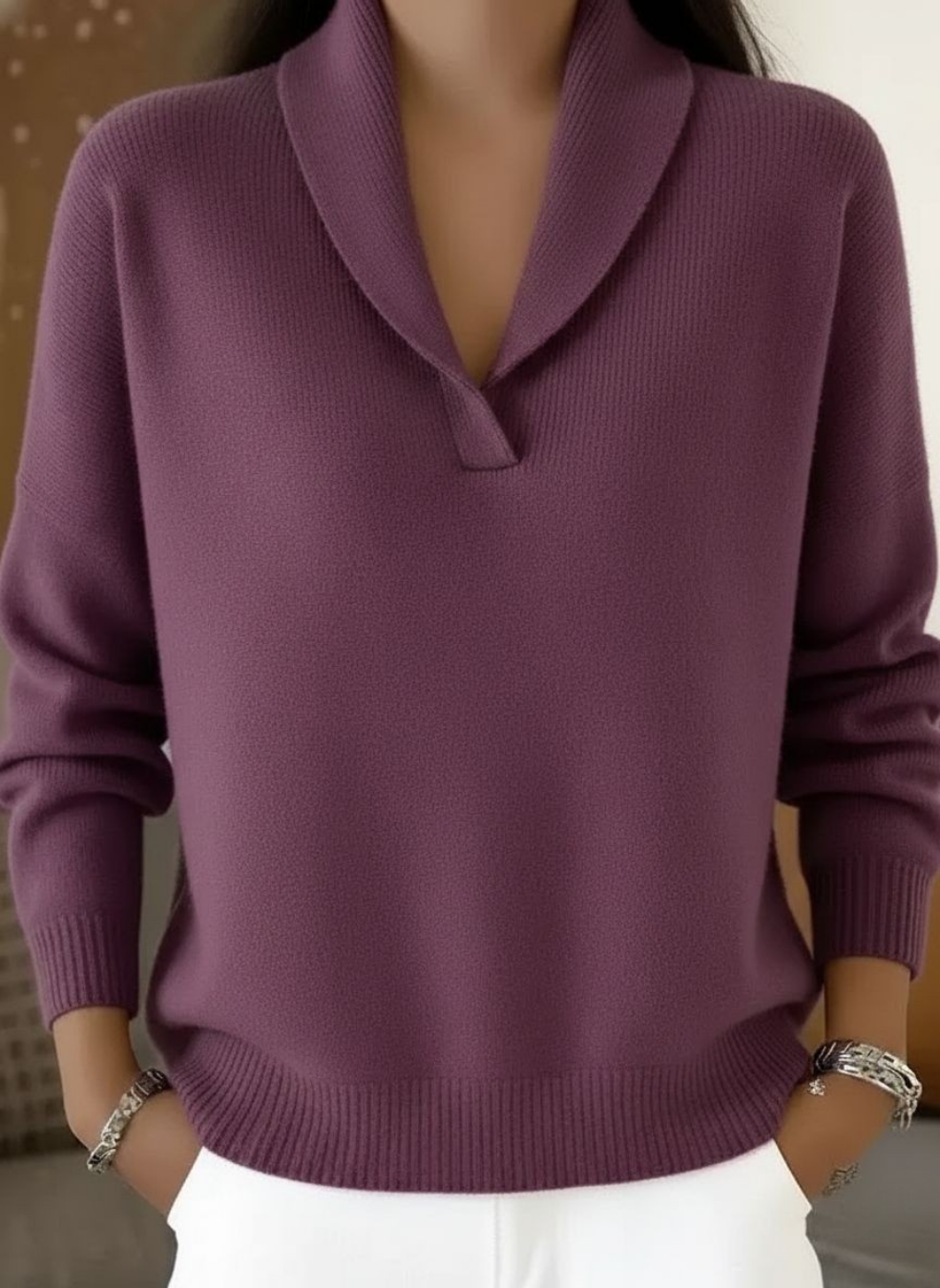 Chiara - Elegante Maglione con Scollo a V