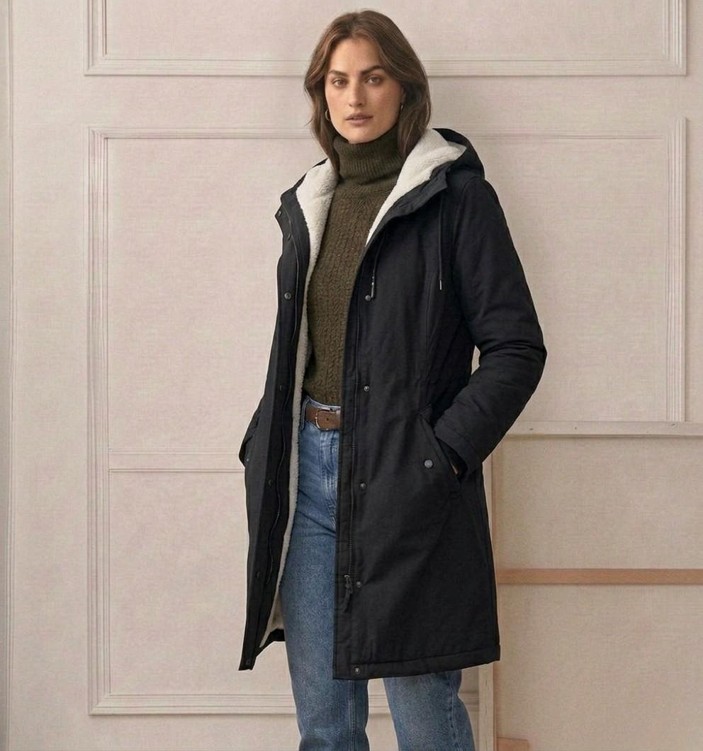 Carlotta - Cappotto Impermeabile Caldo con Cappuccio