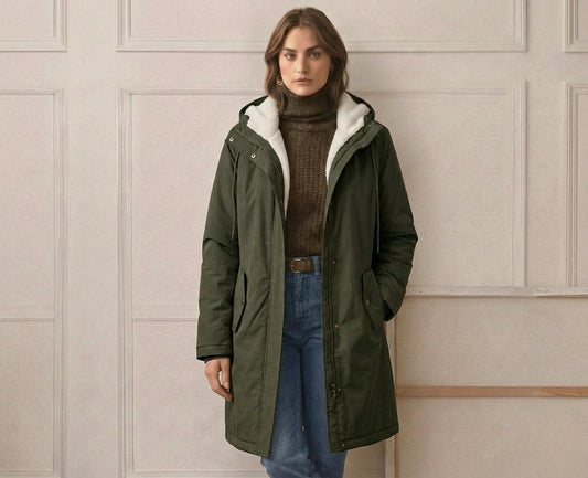 Carlotta - Cappotto Impermeabile Caldo con Cappuccio