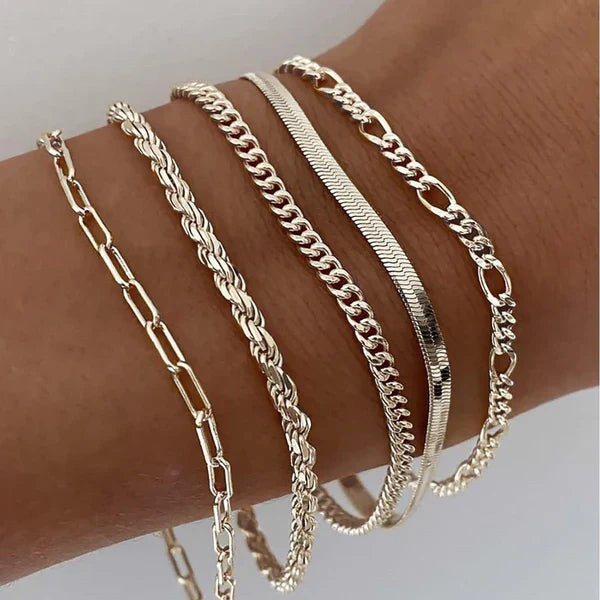 Emilia - Set di 5 Braccialetti in Oro