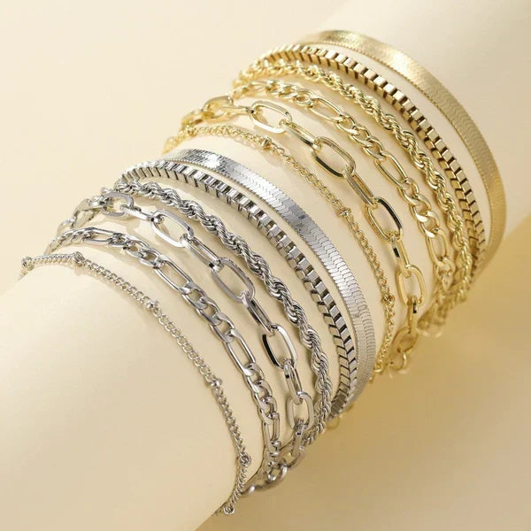 Emilia - Set di 5 Braccialetti in Oro