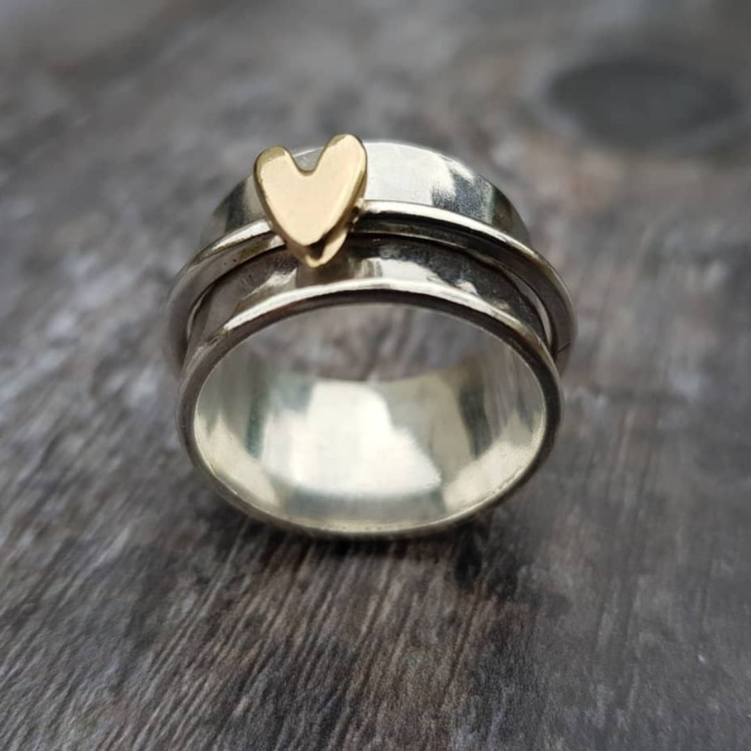 Isabel - Anello d'Argento con Cuore Dorato