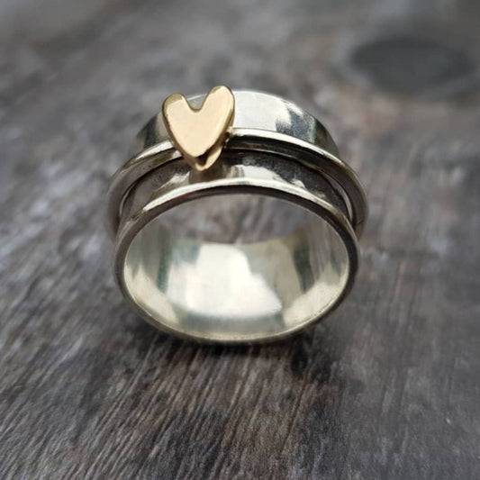 Isabel - Anello d'Argento con Cuore Dorato