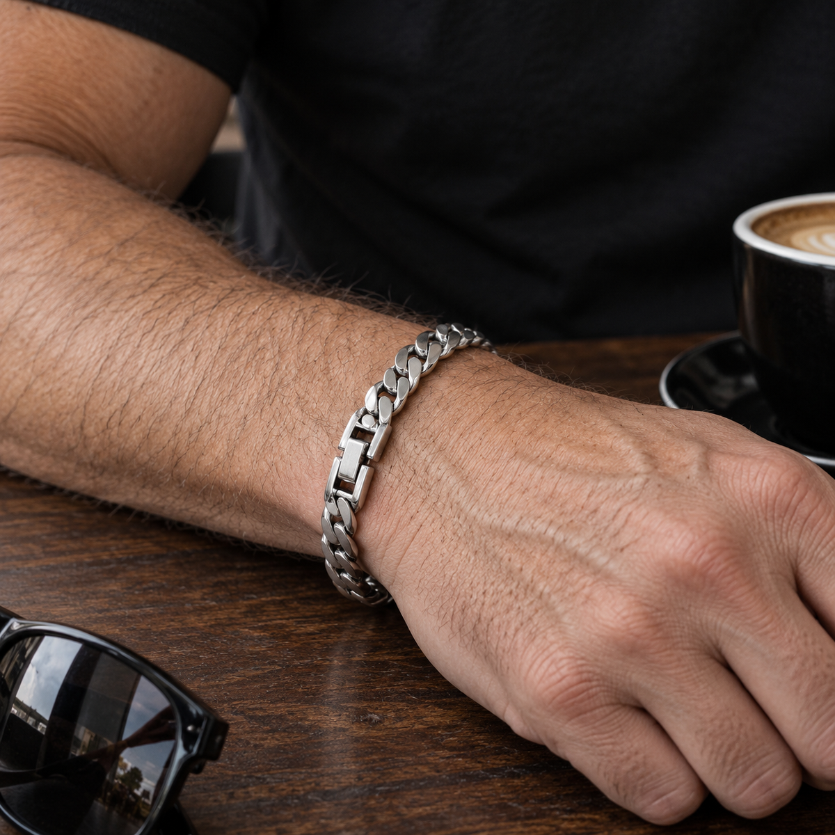 Emanuele - Bracciale a Catena Cubana da Uomo in Lega Metallica