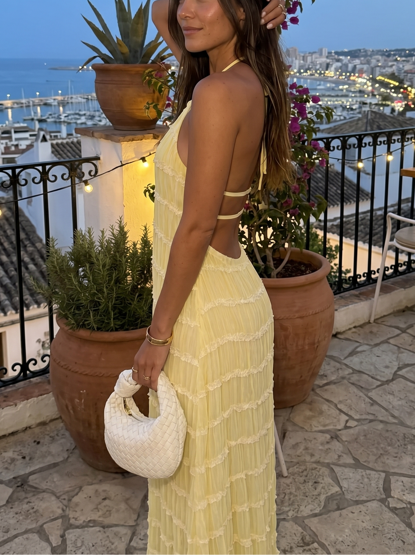 Maite - Vestito Maxi Elegante Estivo con Scollo a Halterneck