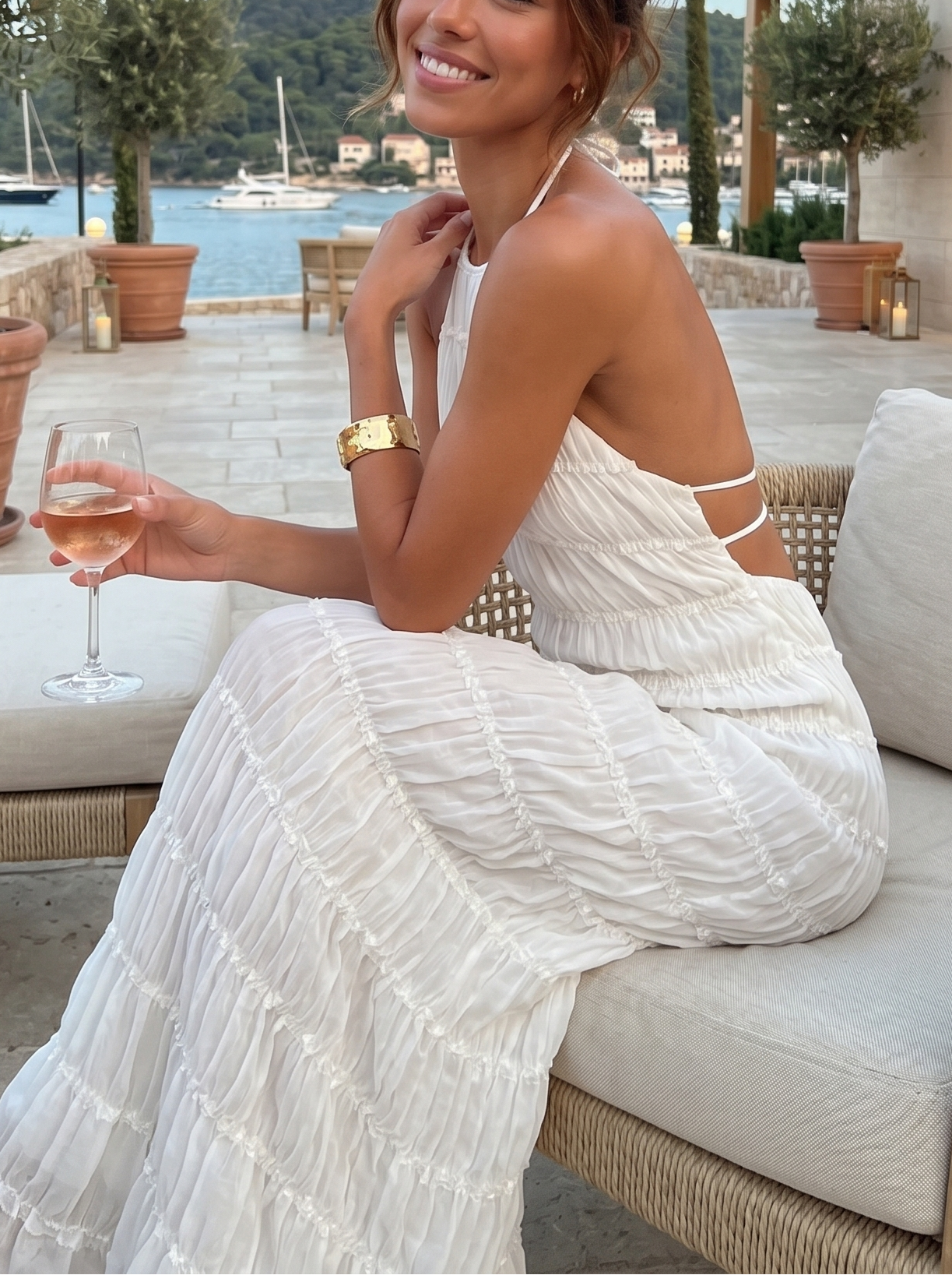 Maite - Vestito Maxi Elegante Estivo con Scollo a Halterneck