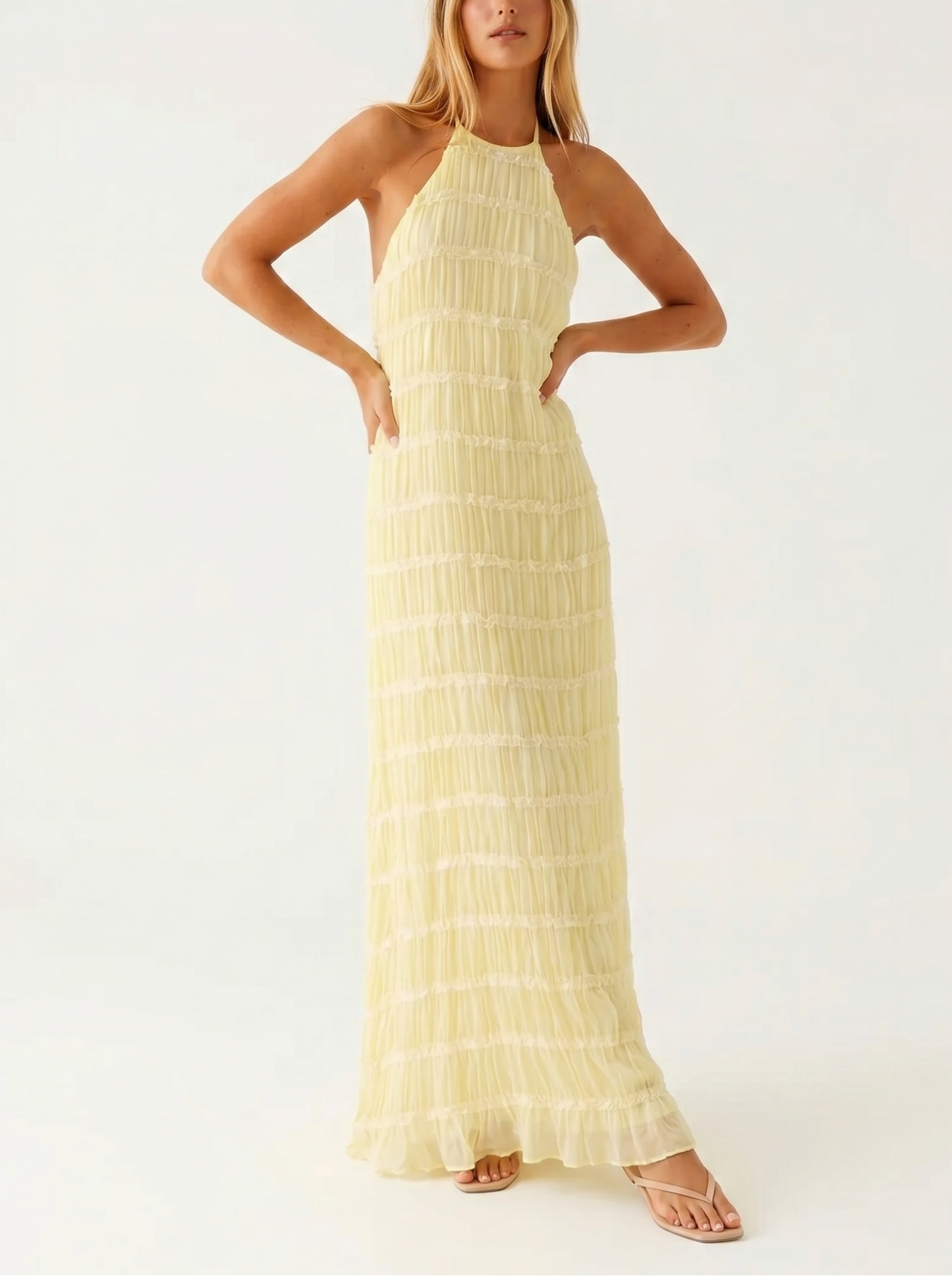 Maite - Vestito Maxi Elegante Estivo con Scollo a Halterneck