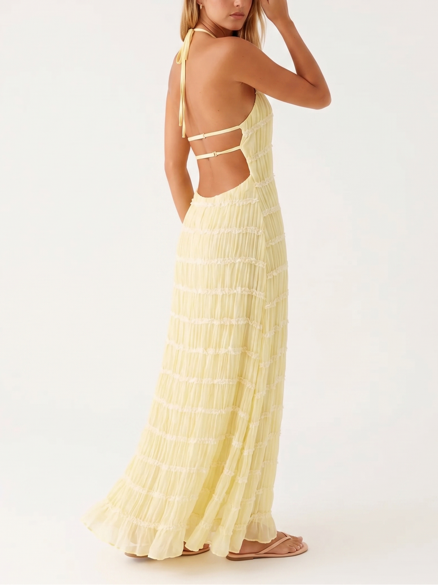 Maite - Vestito Maxi Elegante Estivo con Scollo a Halterneck