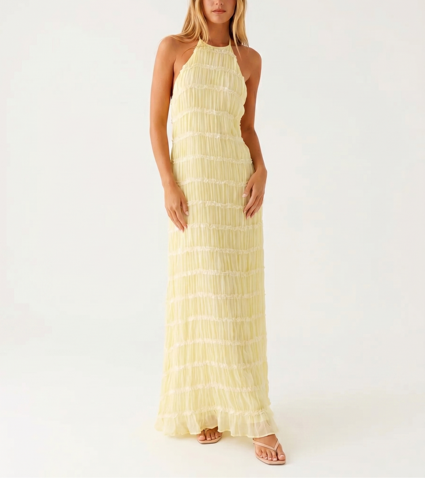 Maite - Vestito Maxi Elegante Estivo con Scollo a Halterneck