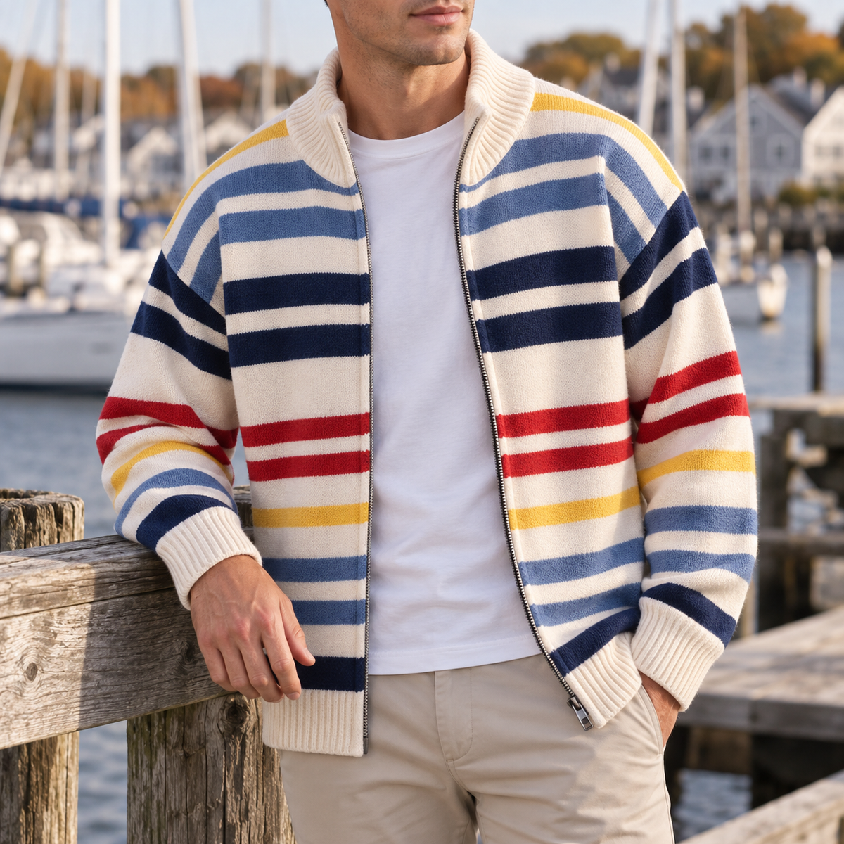 Ciro - Cardigan a Righe con Zip