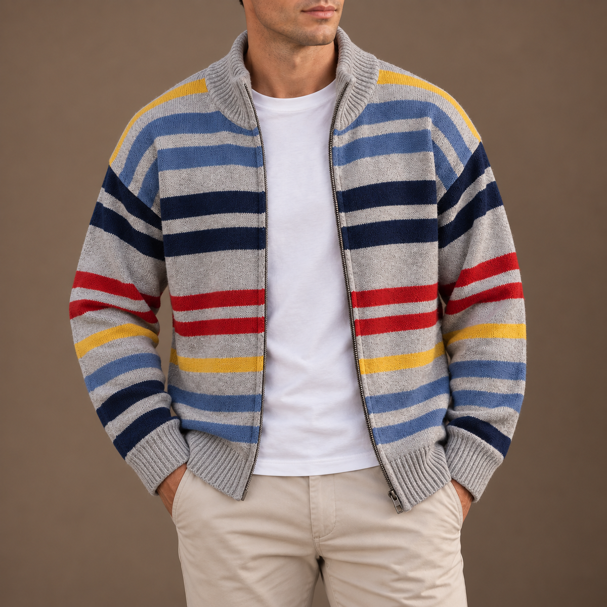 Ciro - Cardigan a Righe con Zip