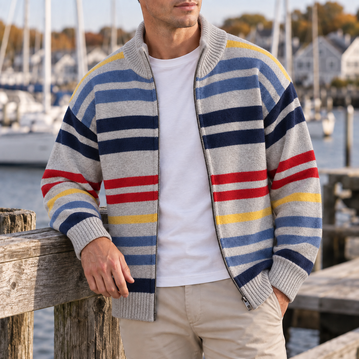 Ciro - Cardigan a Righe con Zip