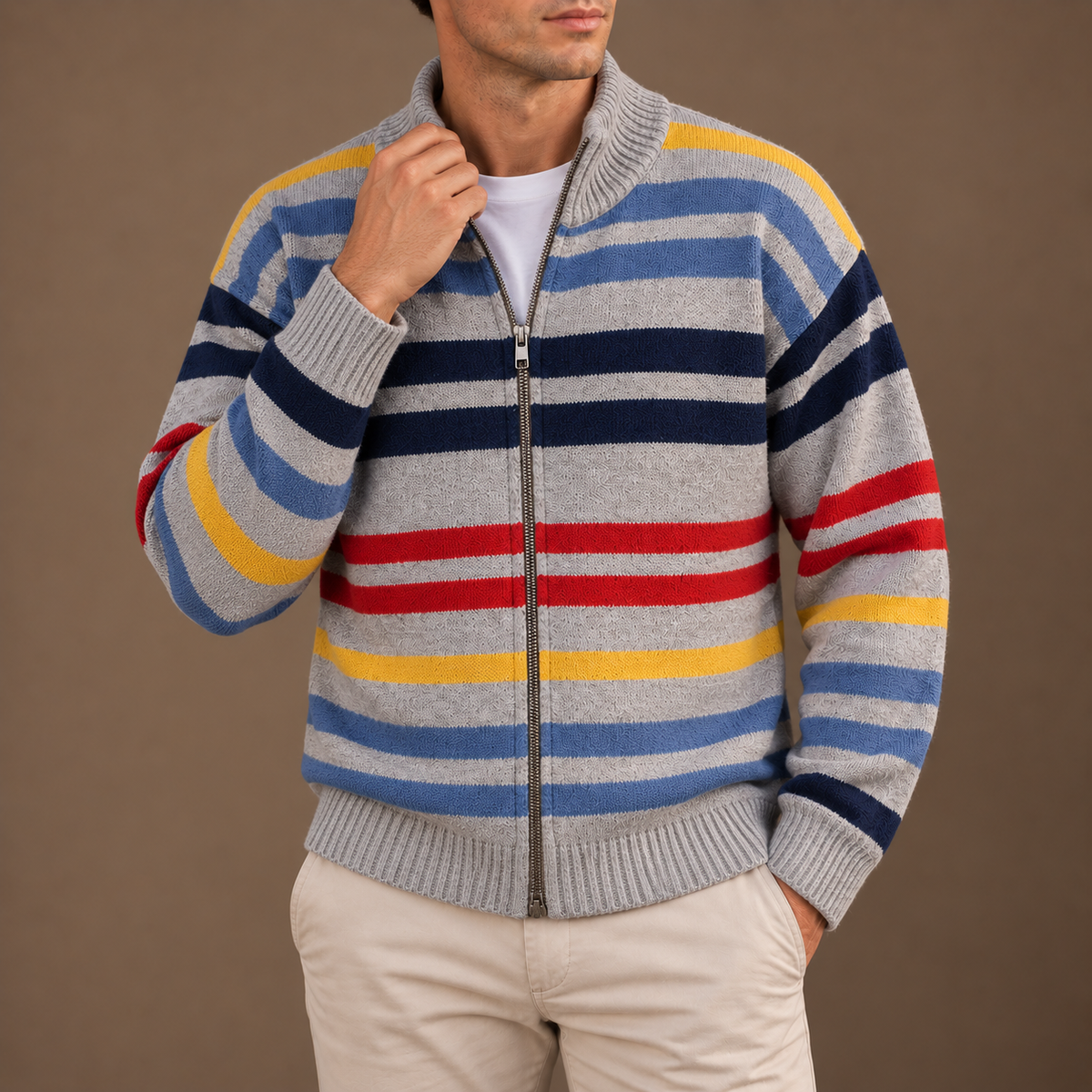 Ciro - Cardigan a Righe con Zip