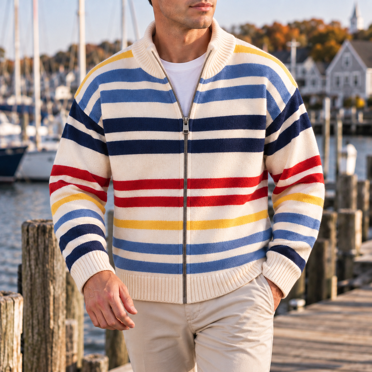 Ciro - Cardigan a Righe con Zip
