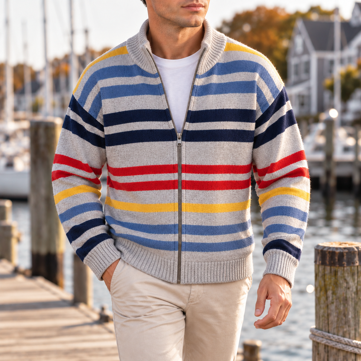 Ciro - Cardigan a Righe con Zip