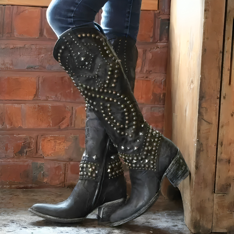 Rufa™ | Stivali Western al Ginocchio con Borchie
