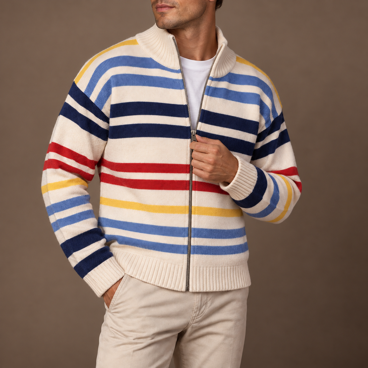 Ciro - Cardigan a Righe con Zip