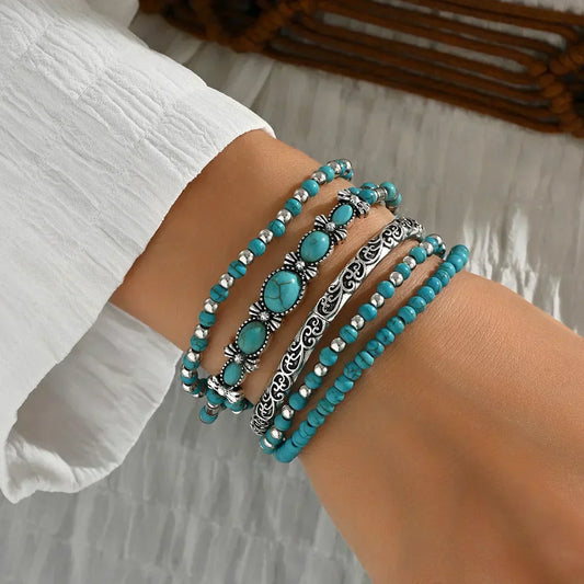 Verónica - Set di Braccialetti con Perline Turchesi