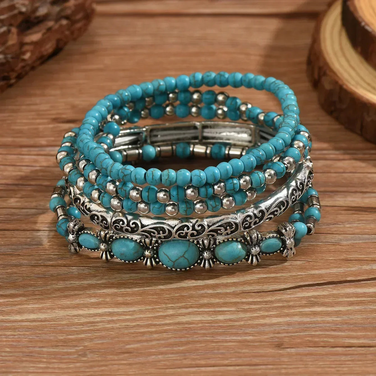 Verónica - Set di Braccialetti con Perline Turchesi