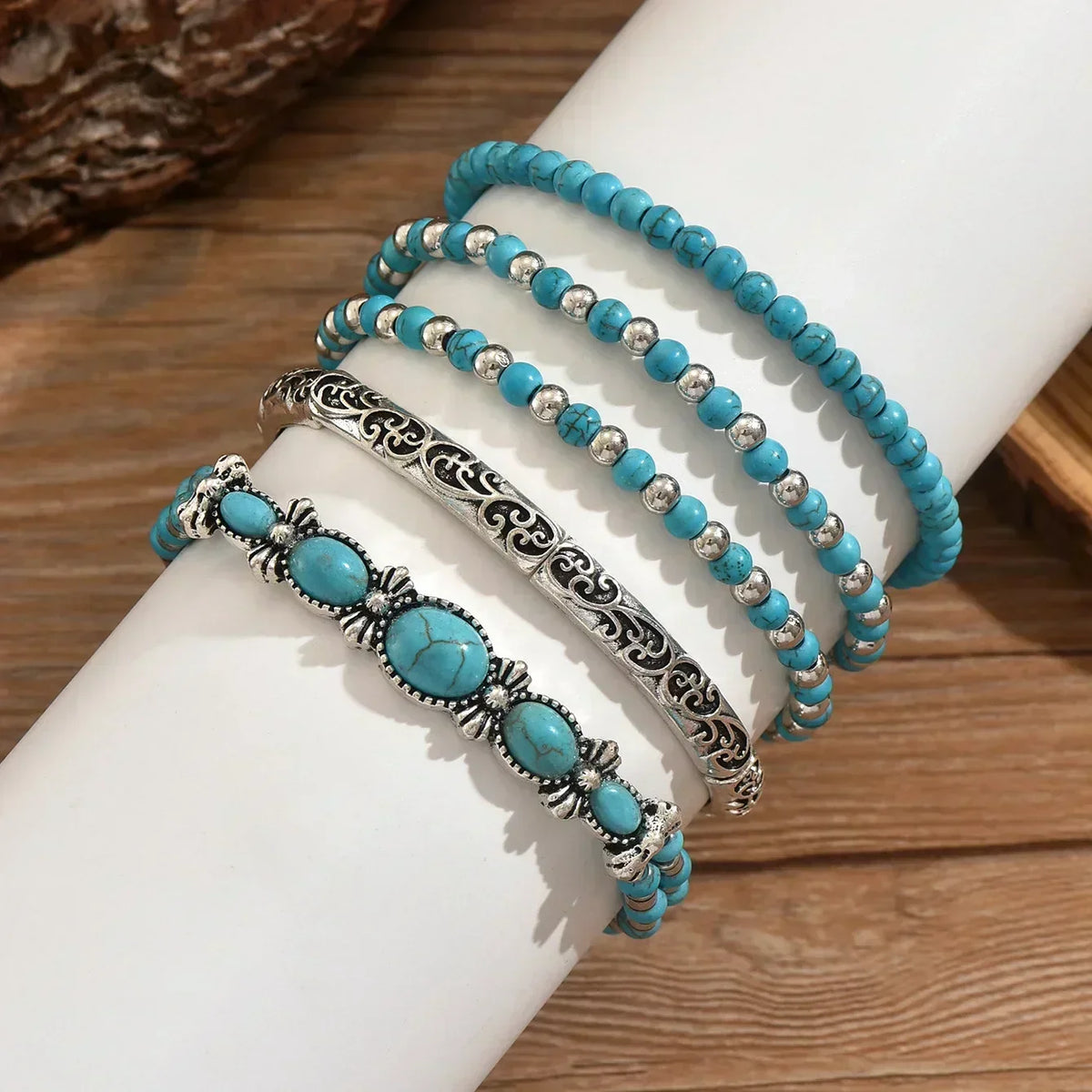 Verónica - Set di Braccialetti con Perline Turchesi