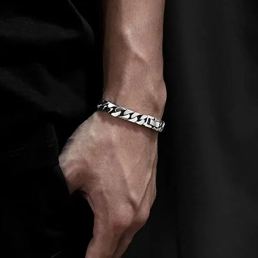 Emanuele - Bracciale a Catena Cubana da Uomo in Lega Metallica