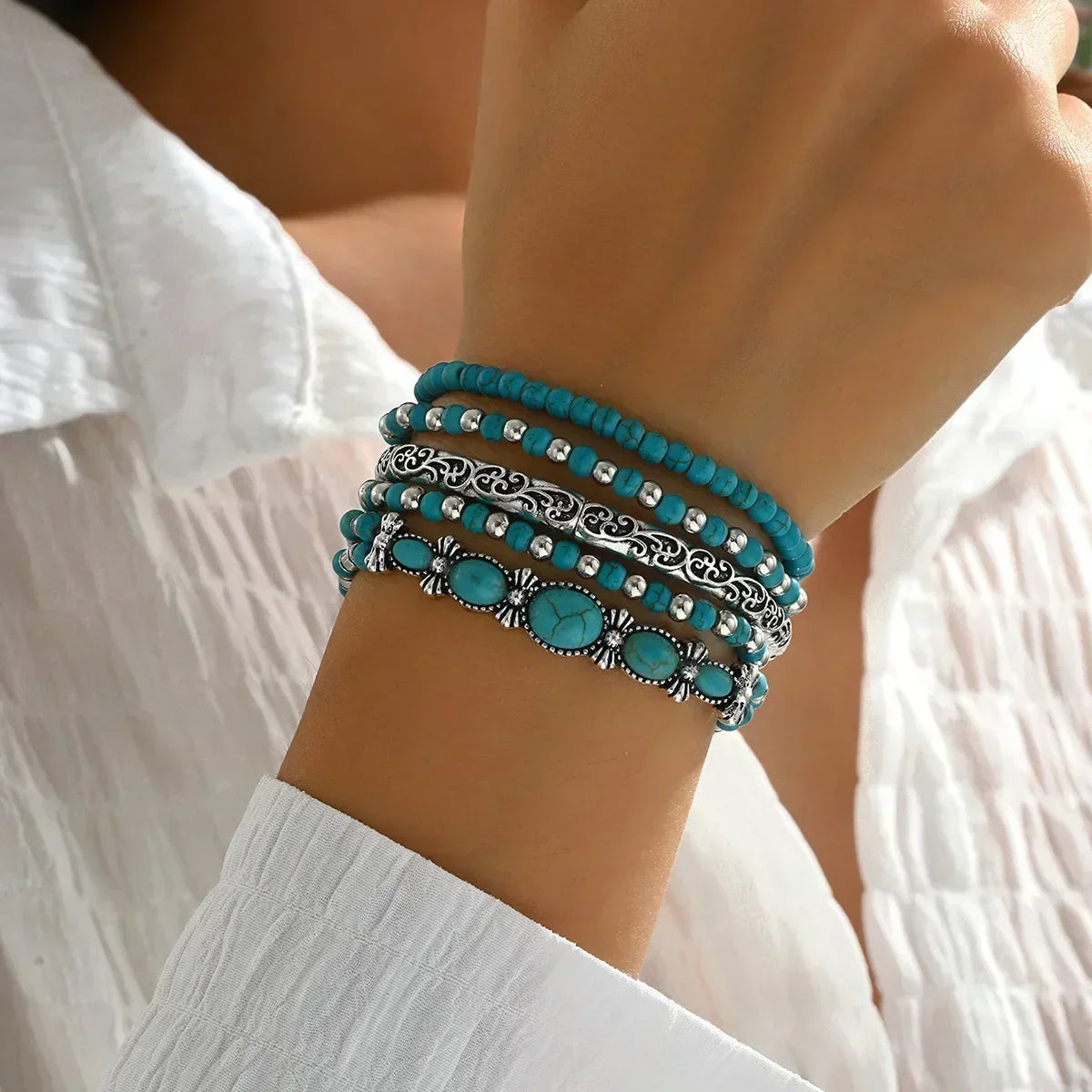 Verónica - Set di Braccialetti con Perline Turchesi