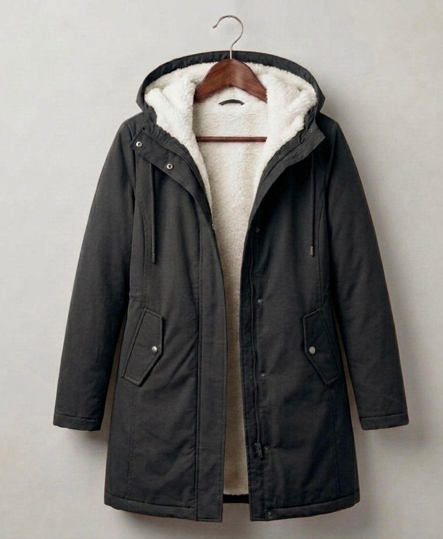 Carlotta - Cappotto Impermeabile Caldo con Cappuccio