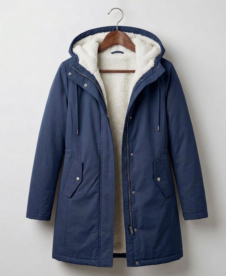 Carlotta - Cappotto Impermeabile Caldo con Cappuccio