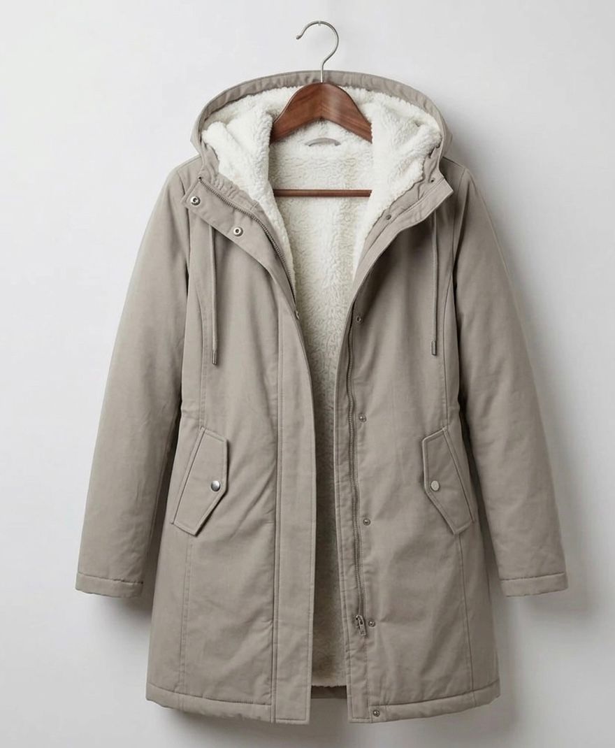 Carlotta - Cappotto Impermeabile Caldo con Cappuccio