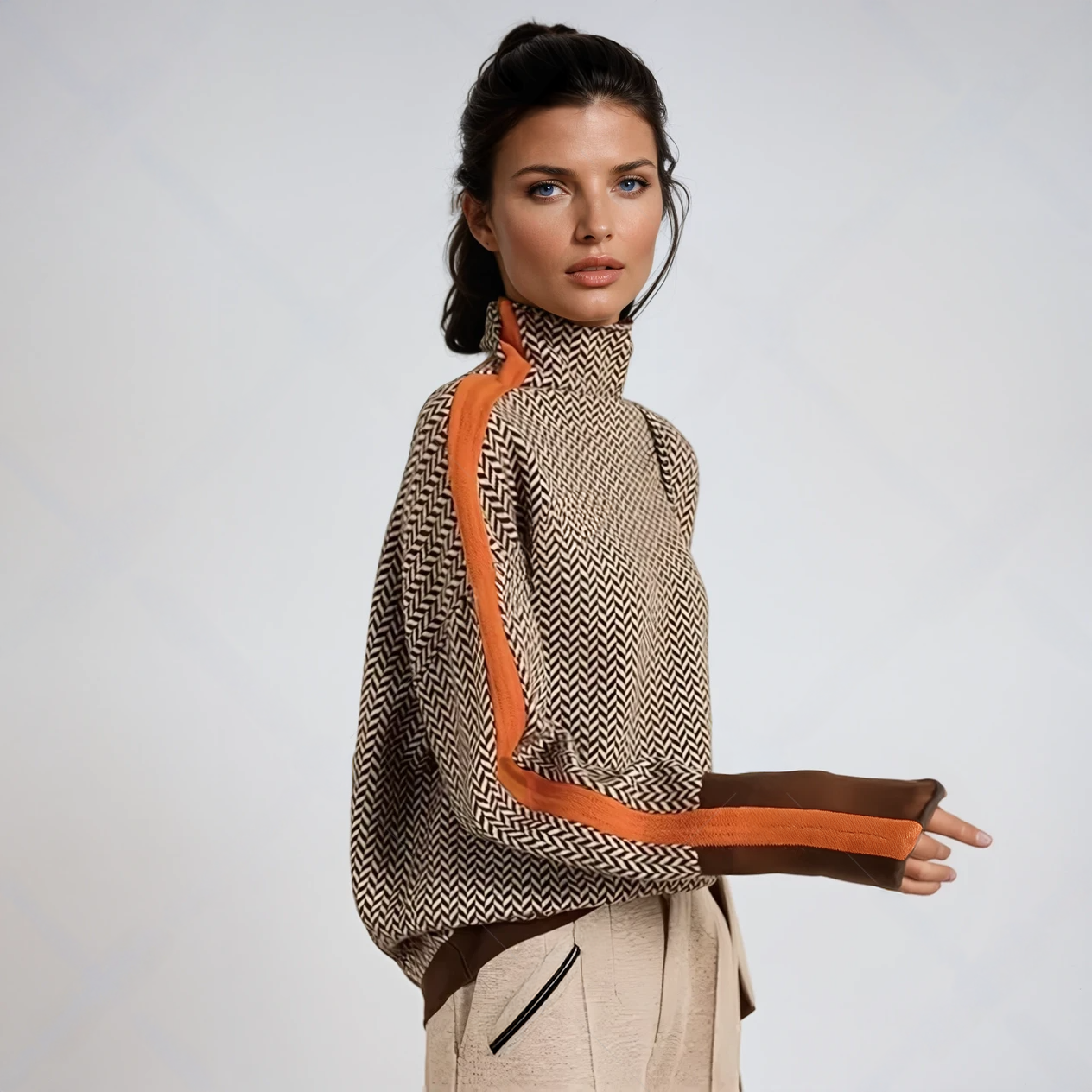 Malú | Maglione a collo alto con righe a contrasto