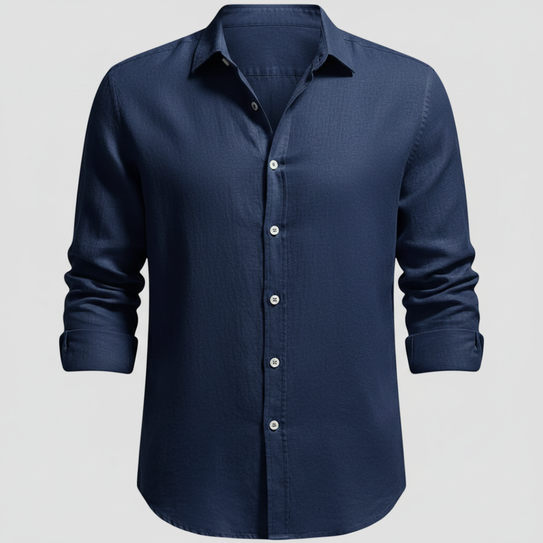 Álvaro | Camicia di lino da uomo a maniche lunghe con collo aperto