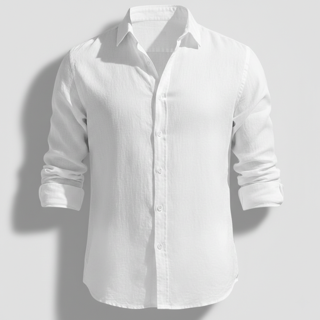 Álvaro | Camicia di lino da uomo a maniche lunghe con collo aperto