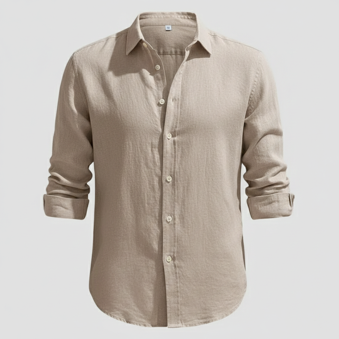 Álvaro | Camicia di lino da uomo a maniche lunghe con collo aperto
