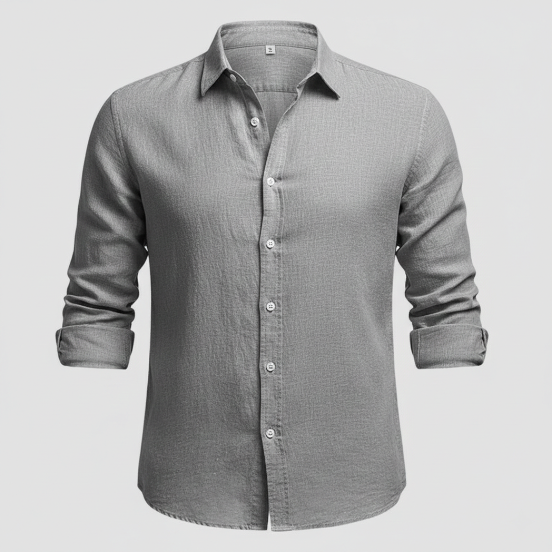 Álvaro | Camicia di lino da uomo a maniche lunghe con collo aperto