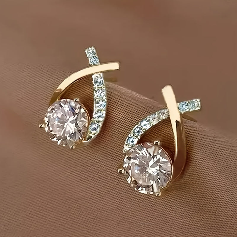 Soledad - Orecchini con Croce Dorata e Zirconia Cubica