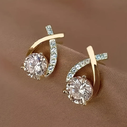 Soledad - Orecchini con Croce Dorata e Zirconia Cubica