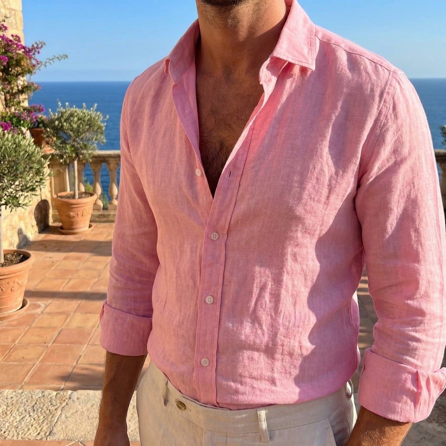 Fernando | Camicia di lino a maniche lunghe da uomo, vestibilità rilassata