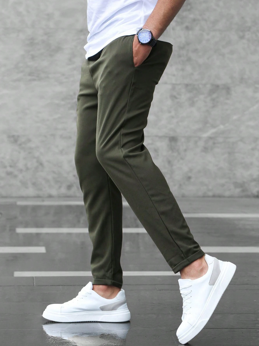 Gonzalo | Pantaloni Chino Slim Fit da Uomo con Vita Elastica e Cordino